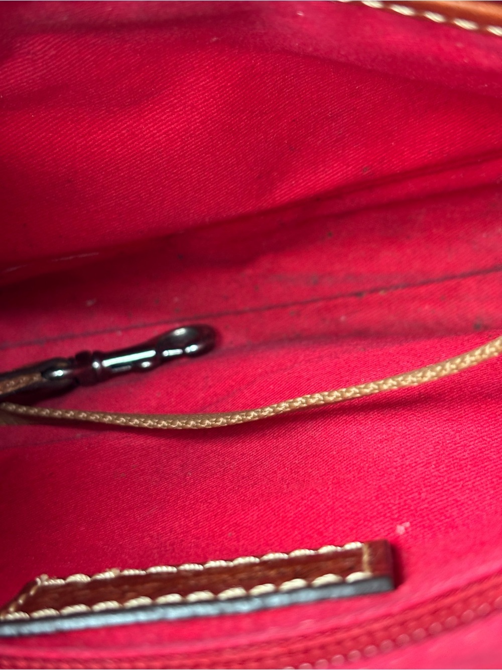 Dooney & Bourke Black Pebble Leather Crossbody with Brown Trim Zip Closure - Picture 7 of 14